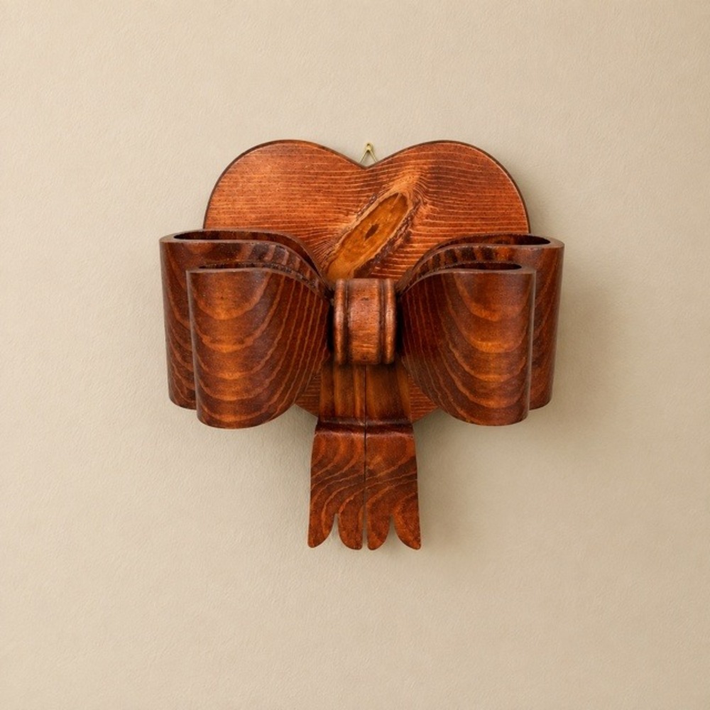 Handmade Montana Wood Heart Bow Quilt Hanger Wall Mount Rustic Country Decor